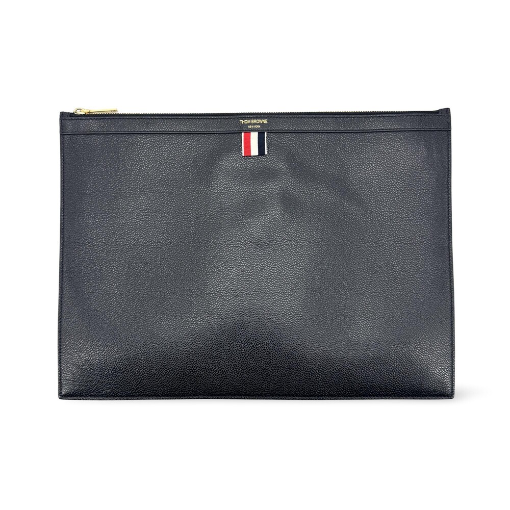 Thom Browne Zip Document Holder Leather with Applique
